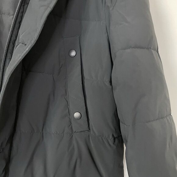 Express‎ Womens Puffer Coat Faux Fur Trim Hood Black Medium - Picture 8 of 11